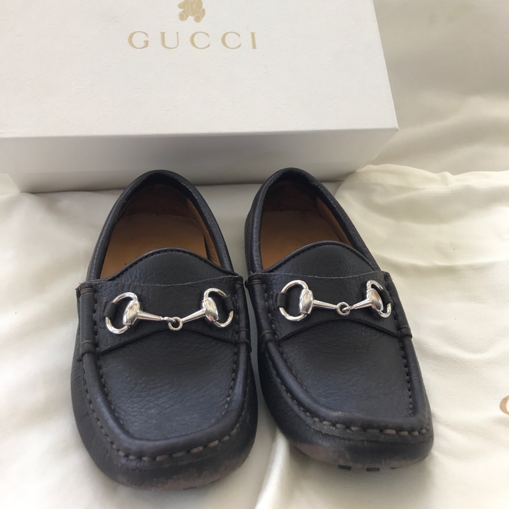 Gucci boys brown leather horsebit drivers sz 28 - Picture 3 of 8