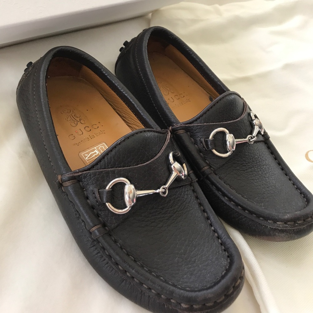 Gucci boys brown leather horsebit drivers sz 28 - Picture 4 of 8