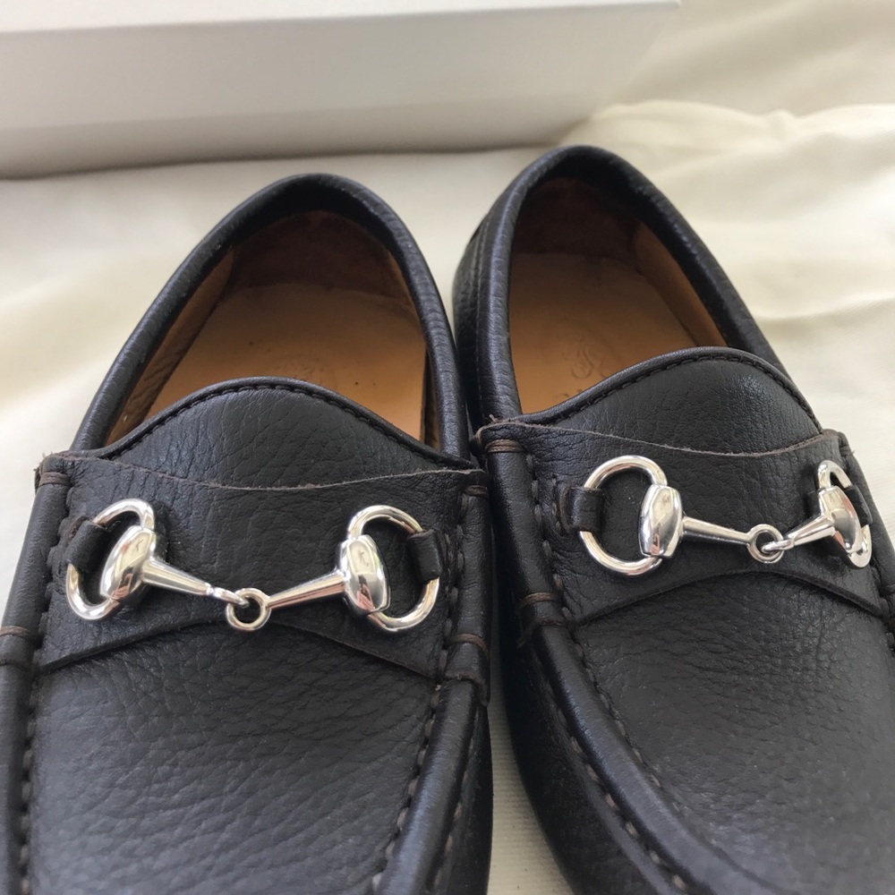 Gucci boys brown leather horsebit drivers sz 28 - Picture 7 of 8