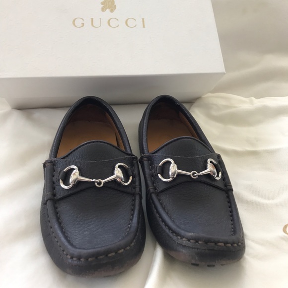 Gucci boys brown leather horsebit drivers sz 28 - Picture 3 of 8