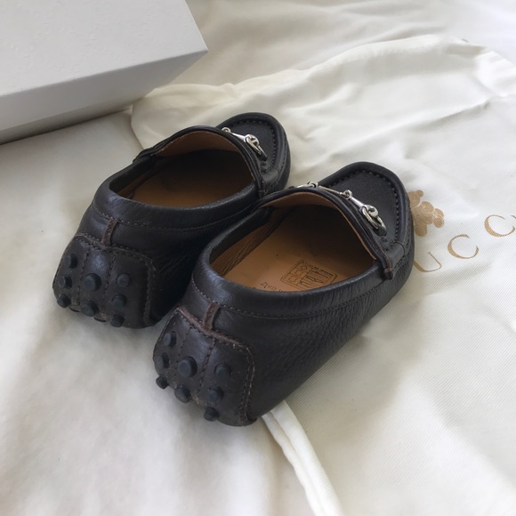 Gucci boys brown leather horsebit drivers sz 28 - Picture 5 of 8