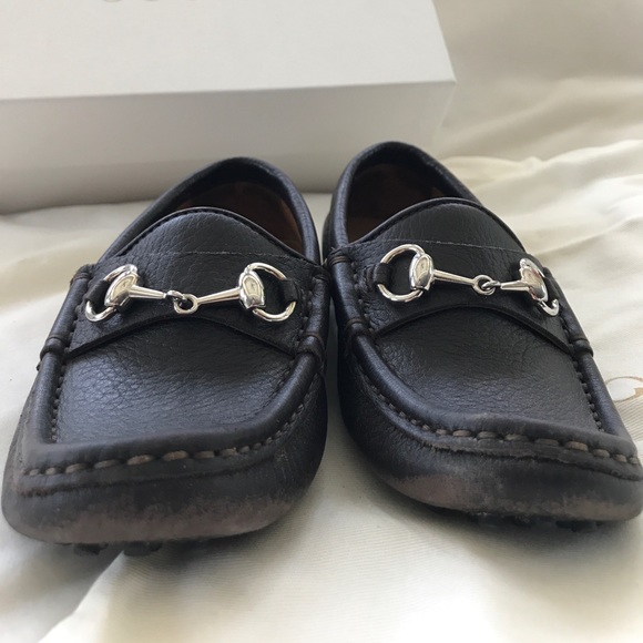 Gucci boys brown leather horsebit drivers sz 28 - Picture 6 of 8