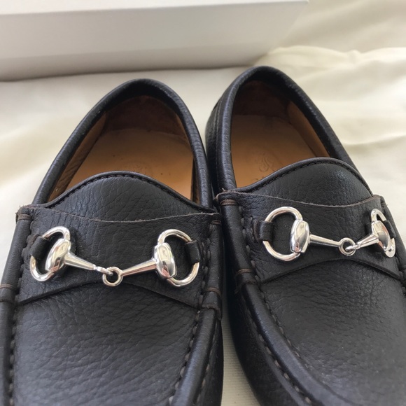 Gucci boys brown leather horsebit drivers sz 28 - Picture 7 of 8