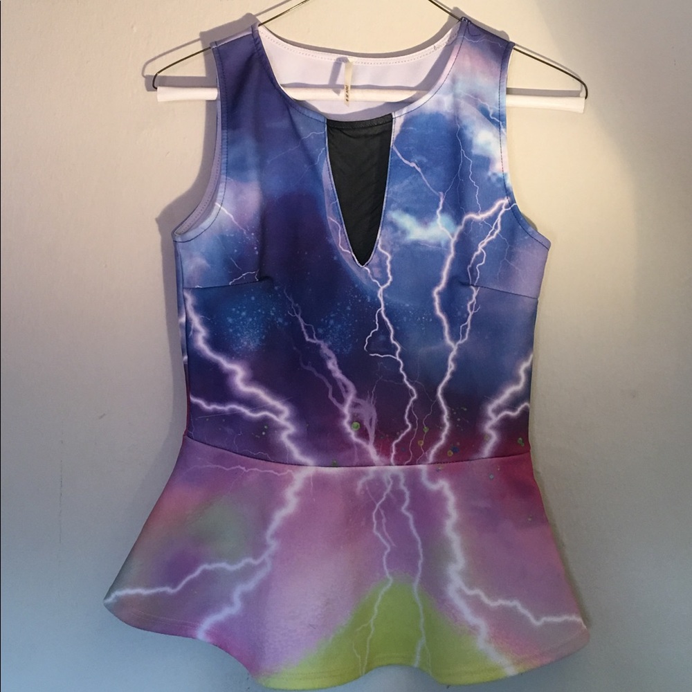 ❣️(2/$6) Sleeveless Galaxy Design Peplum Blouse