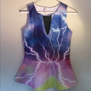 ❣️(2/$6) Sleeveless Galaxy Design Peplum Blouse