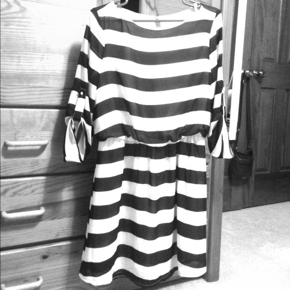 Black and White Striped Dress
