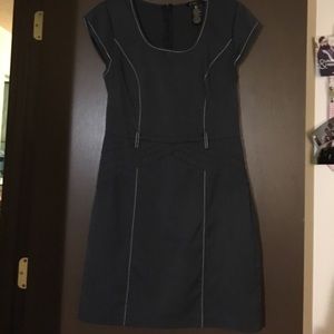 Charcoal pinstripe pencil dress