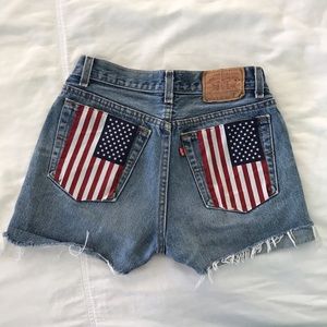 Levi High Waisted USA Flag Cutoffs