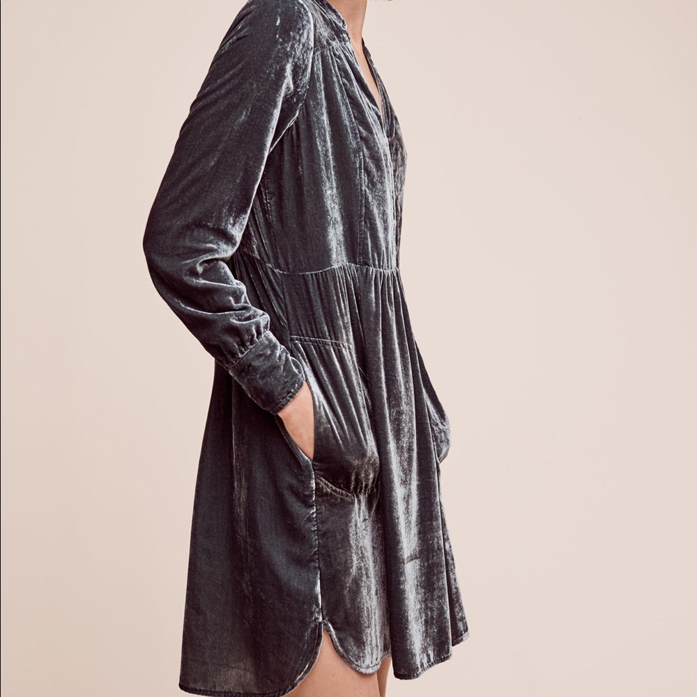 Velvet Shirt-Dress, Green Colorway