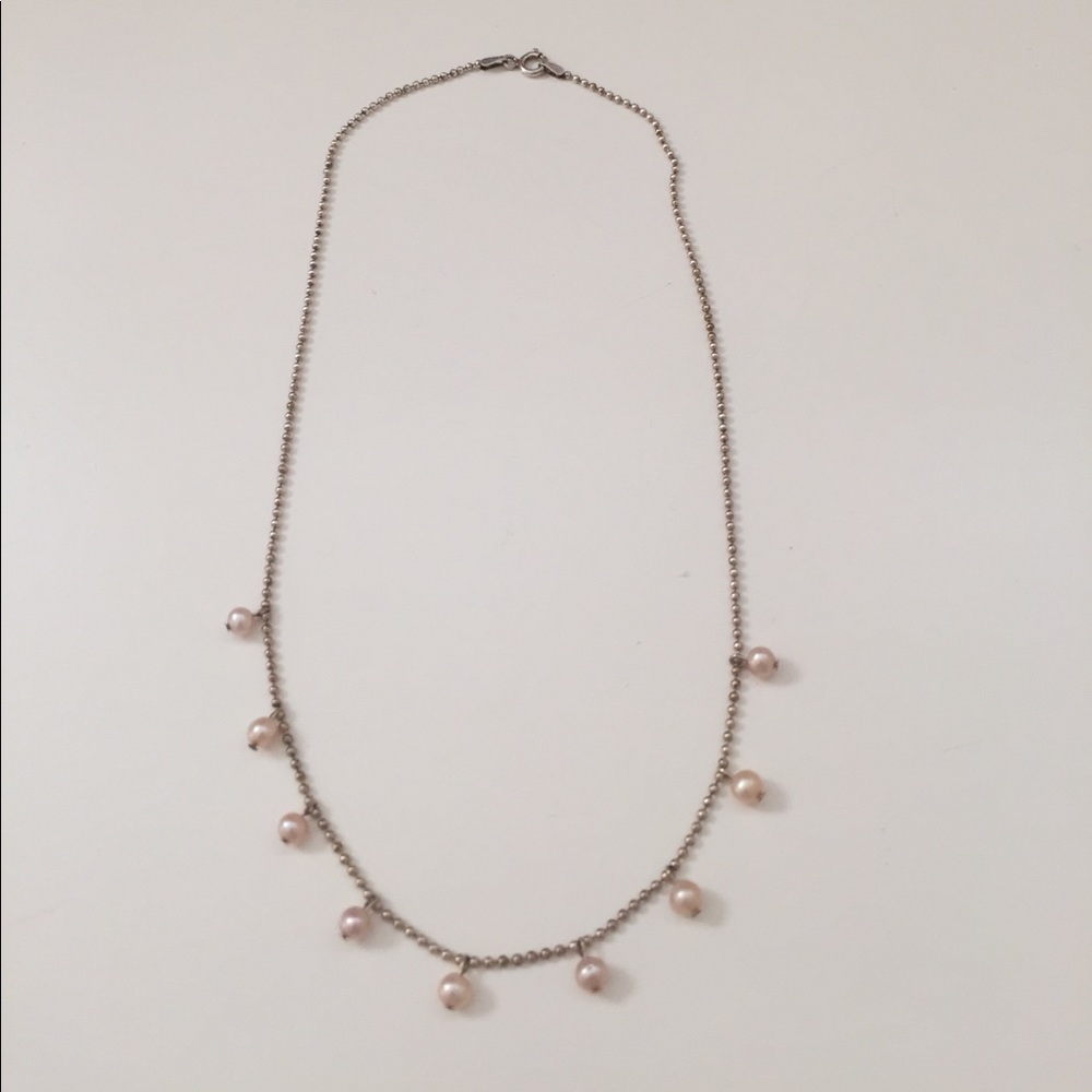 Silver Pink Pearl Necklace