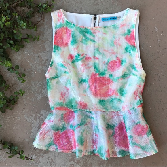 Alice + Olivia Tops - 🎉HP🎉 Alice + Olivia Rosie Sequin Peplum Top