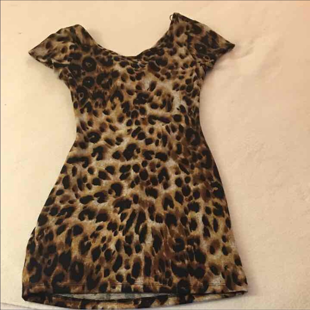 NWOT Leopard dress with partially open back
