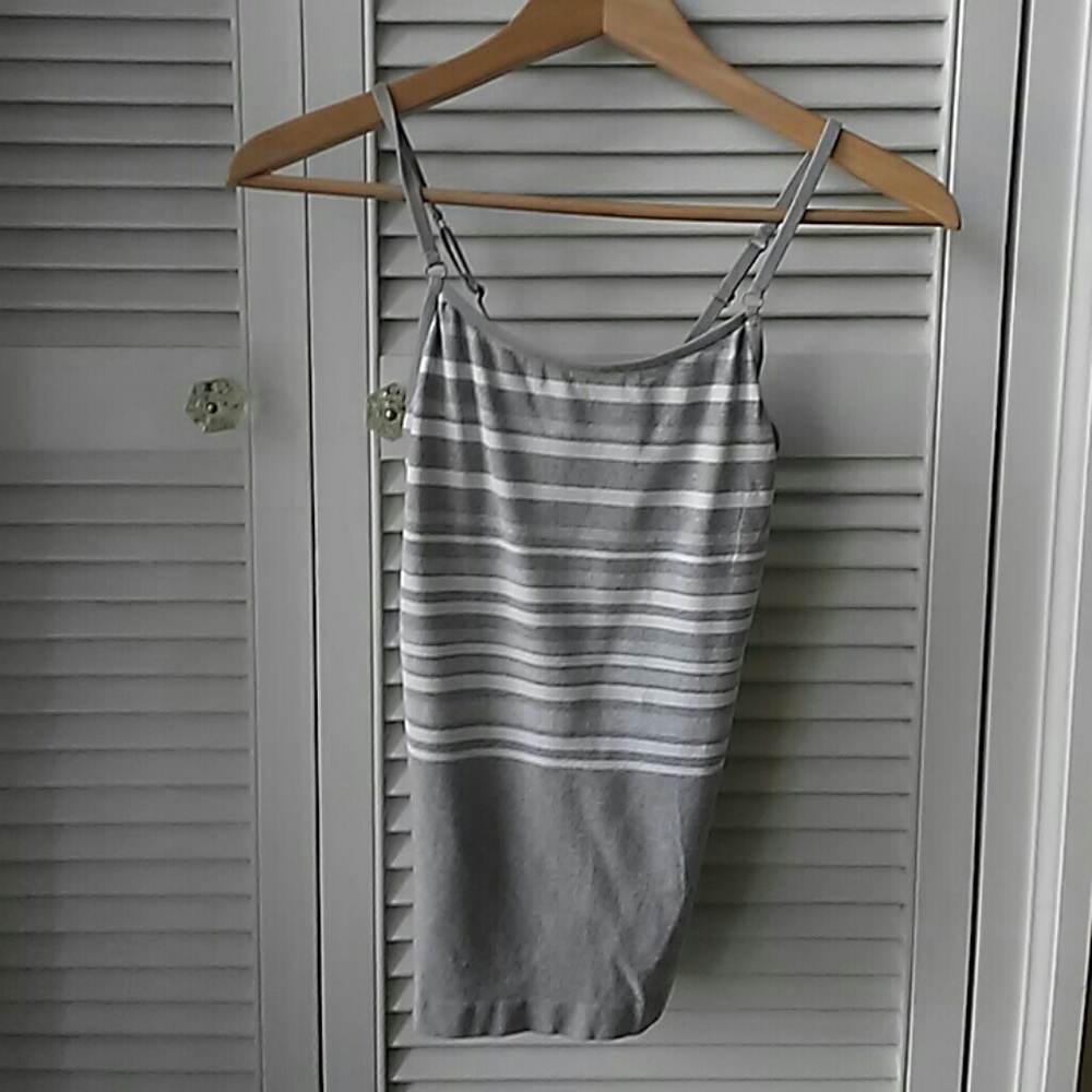 Athleta gray tank top with white stripes
