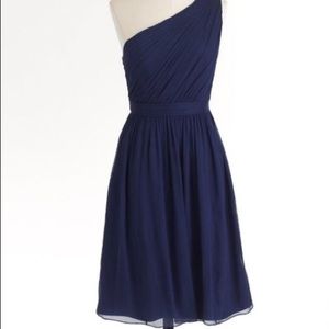 J. Crew Kylie dress in silk chiffon in navy blue