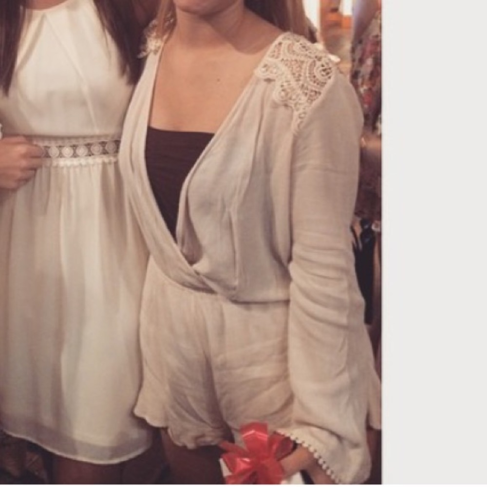 Cream-colored Flowy Romper - open chest