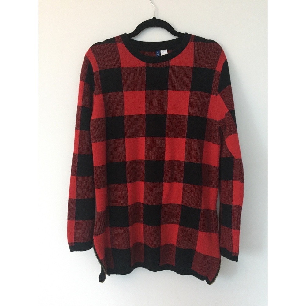 Divided Plaid Sweater Dress