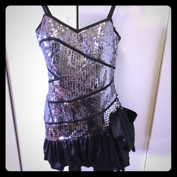 Bebe Silver/Black Sequin Party Dress - Picture 1 of 4