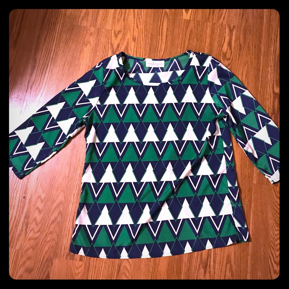 Navy and Kelly green blouse