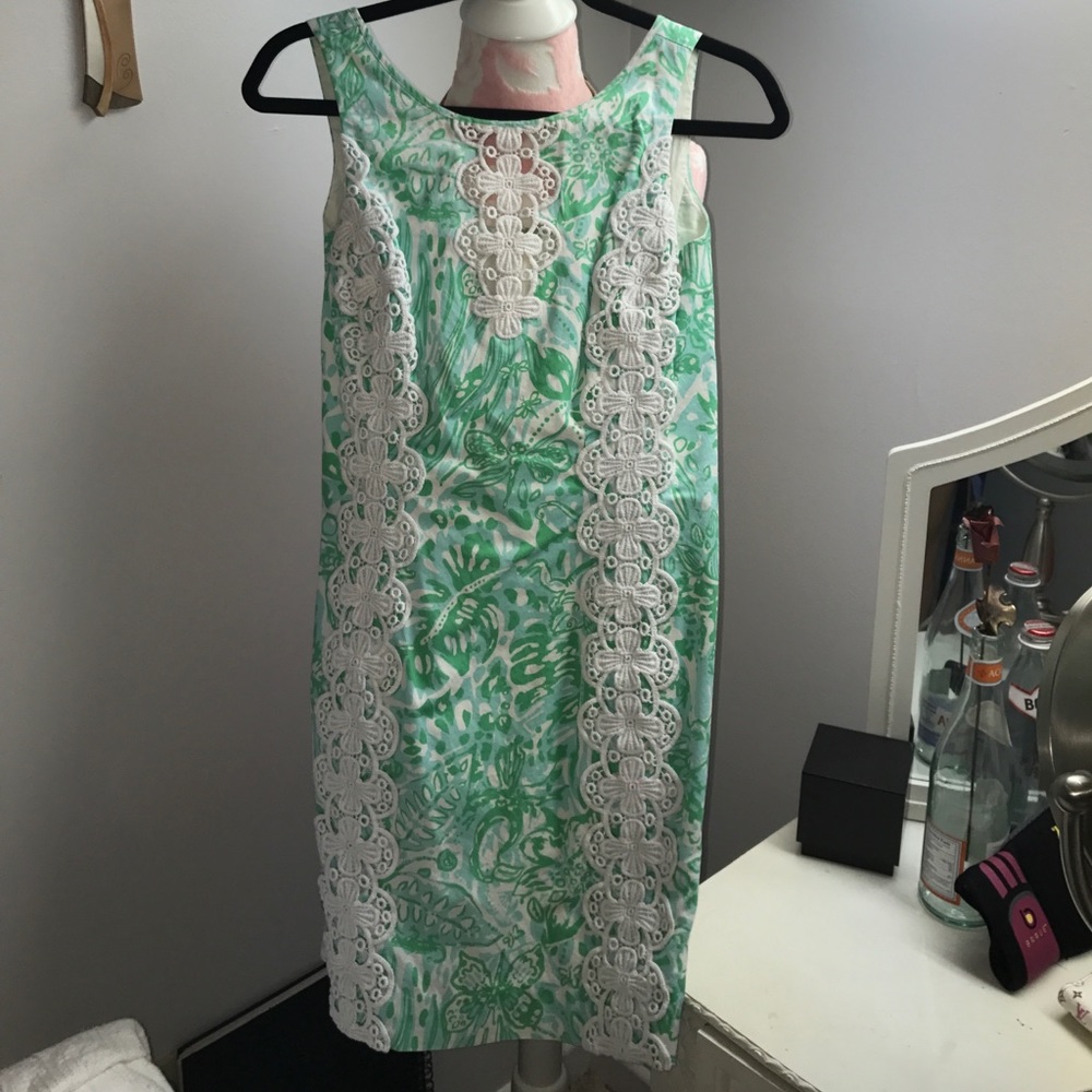 Spring LILLY PULITZER green/white shift dress - Picture 2 of 2