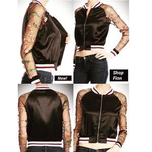 Satin Crop Bomber Jacket