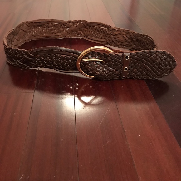Brown leather braided cavalli belt main image 2