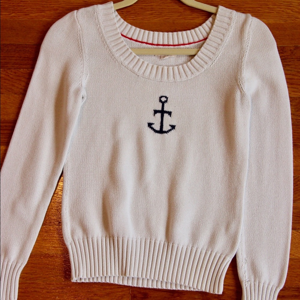 Aerie White Anchor/Nautical Sweater