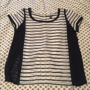 American Eagle sheer black and white shirt