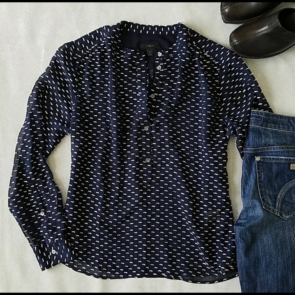 J Crew navy pullover blouse