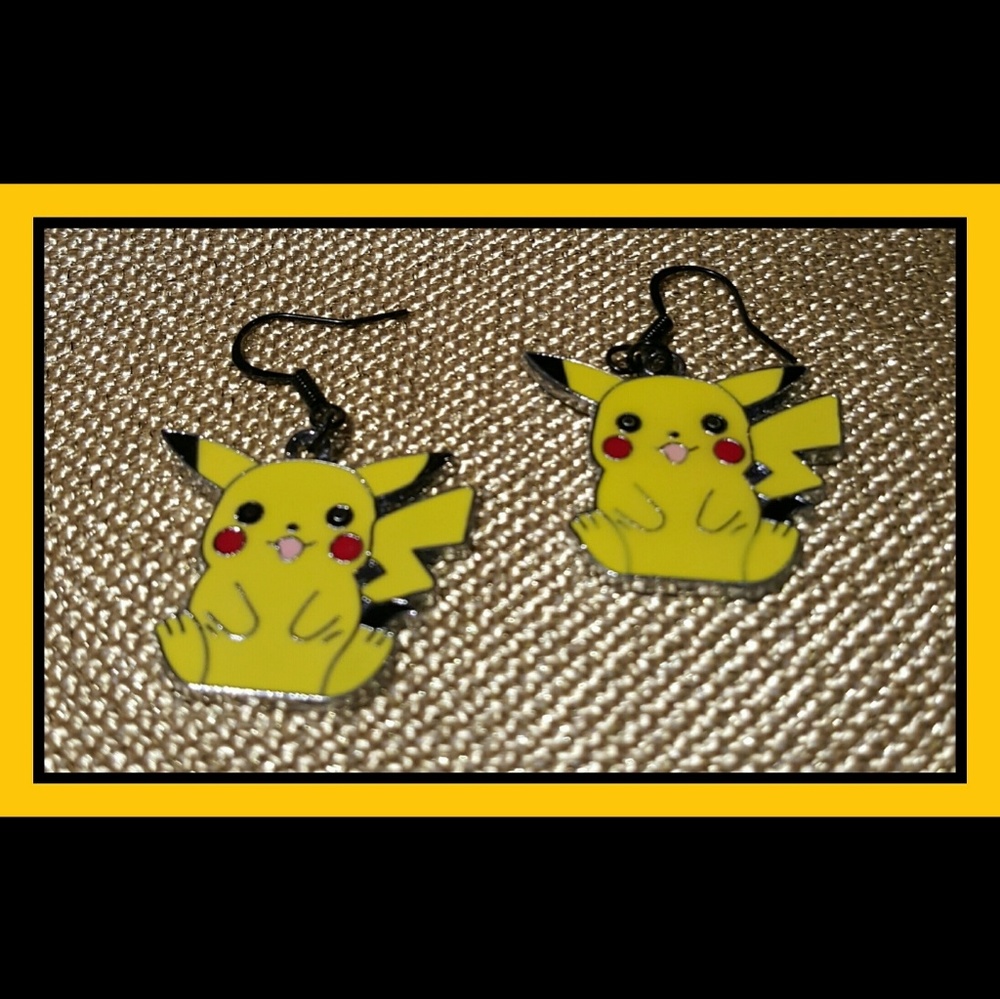 Pikachu Earrings Hook Style Closure Hsndcrafted NEW