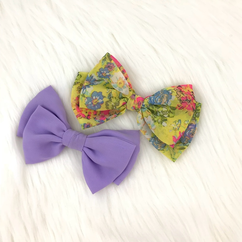 NWOT Floral and lavender hair bows