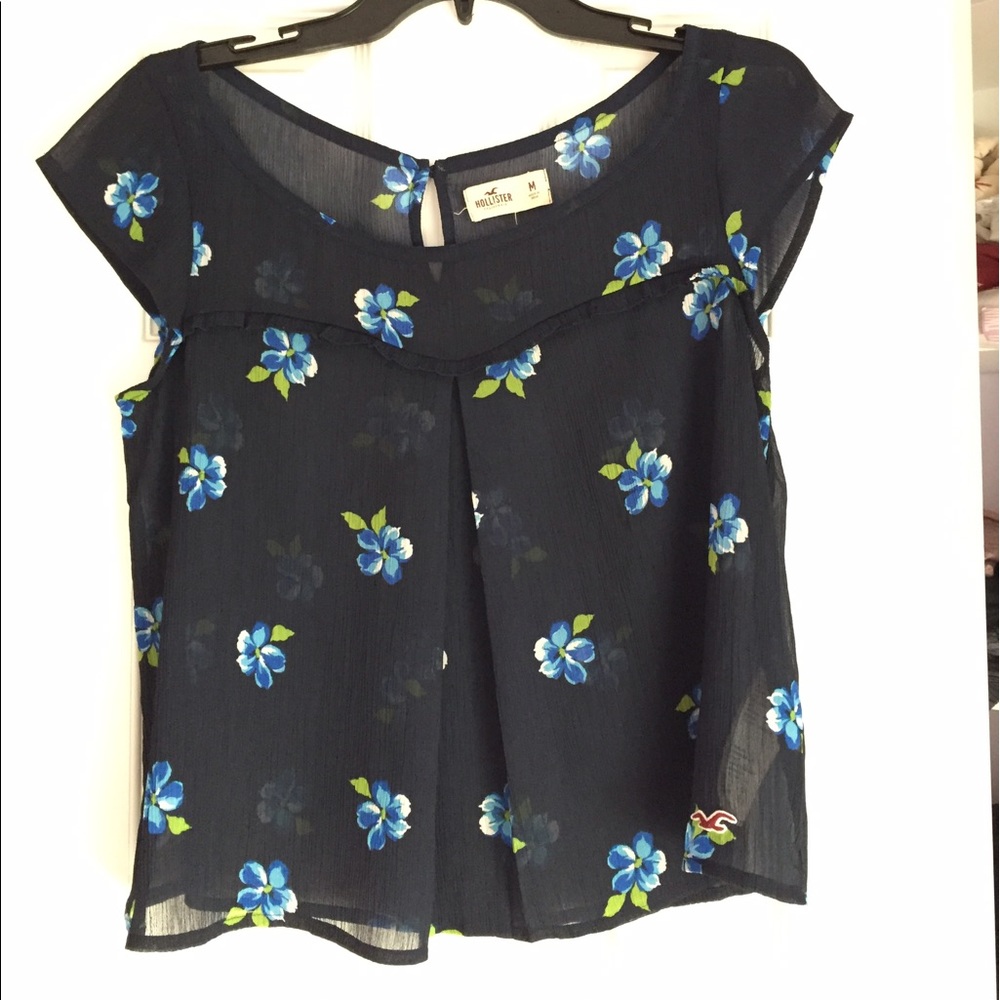 Hollister floral sheer blouse, short sleeved