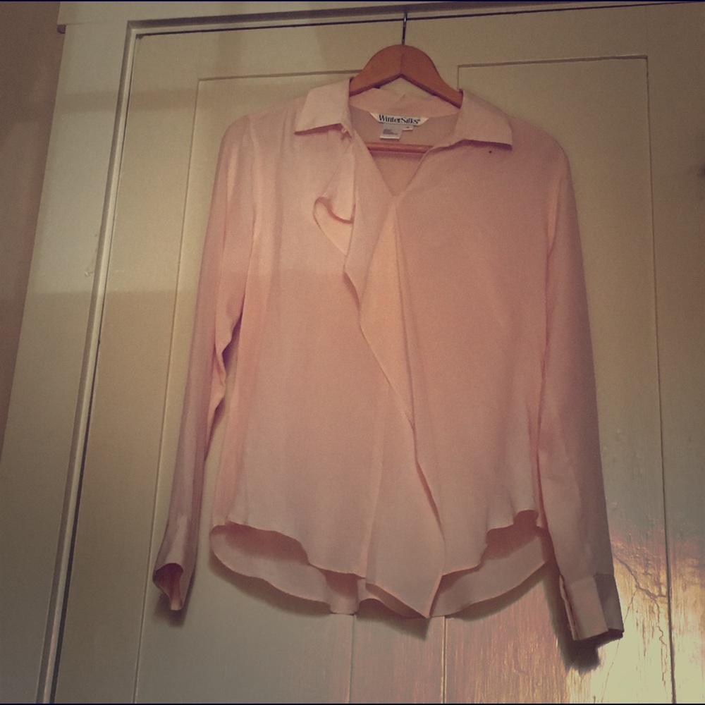 Winter Silks 100% Silk Pink Blouse
