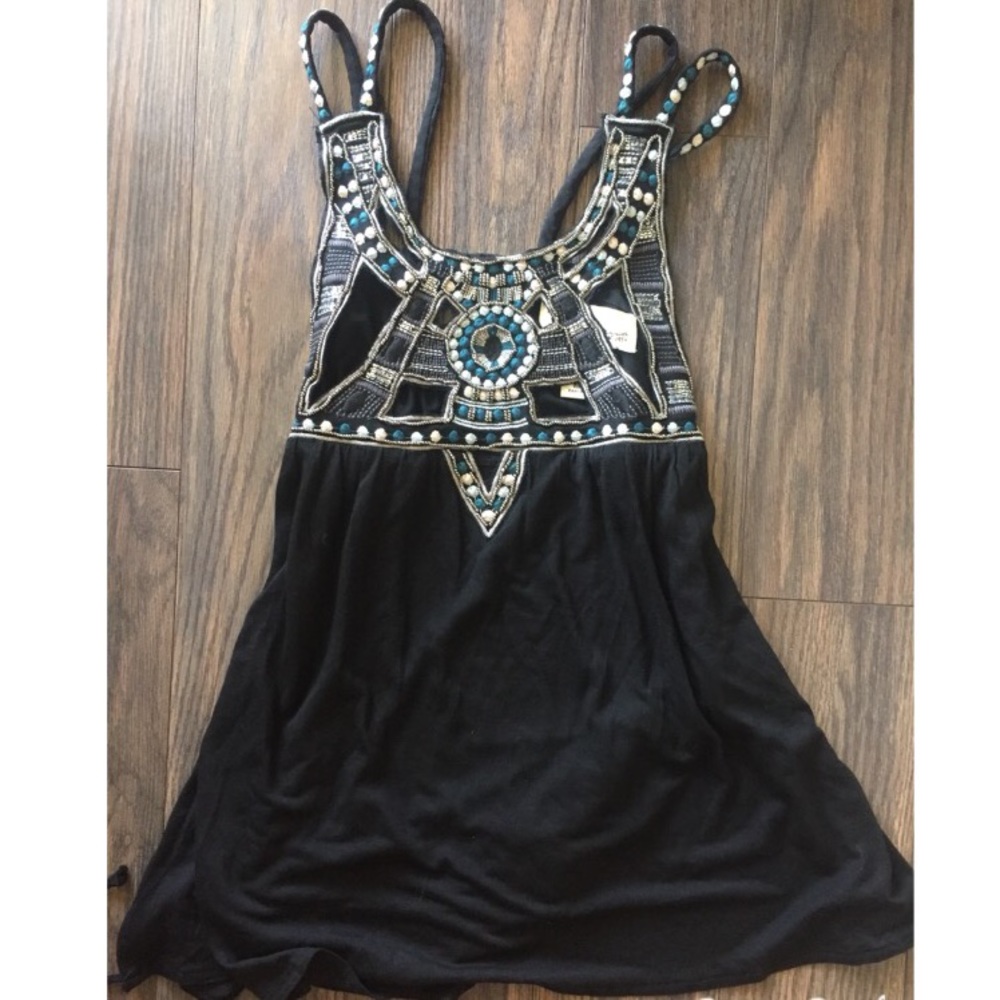 NWT Vintage Havana black embroidered flowy tank