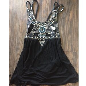 NWT Vintage Havana black embroidered flowy tank