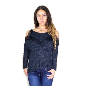Black Off The Shoulder Shirt With Lace