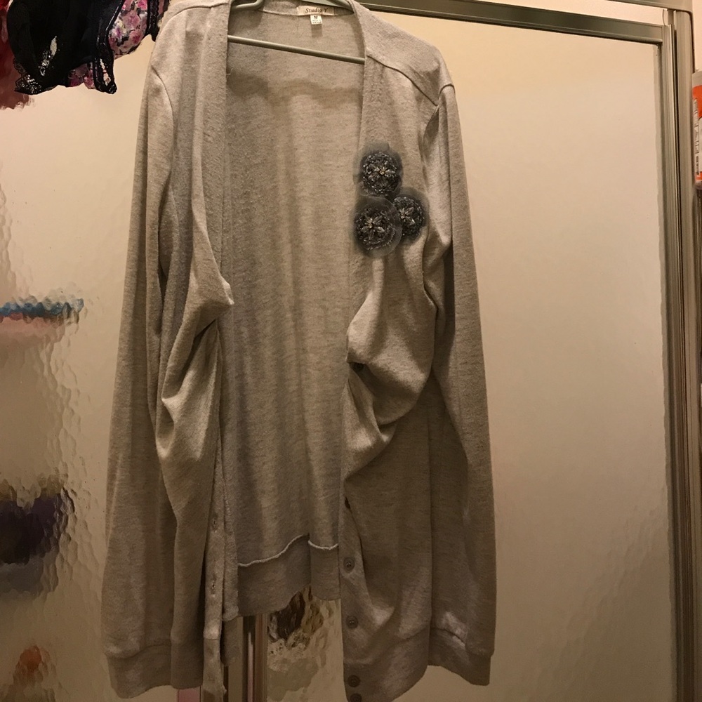 Real dressy grey sweater .