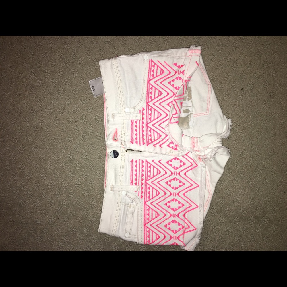 White and pink jean shorts