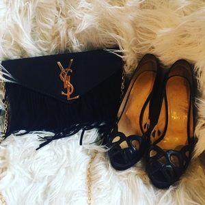 Ysl fringe cross-body purse