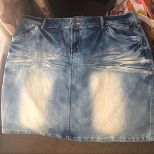 Distressed blue jean mini shirt