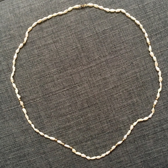 Jewelry - Fresh water pearl & gold bead necklace 22" 14k