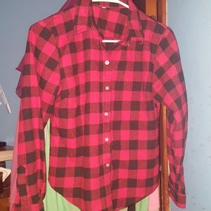 A plaid cover shirt/waist wrap