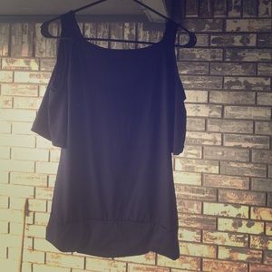 Cold shoulder navy blue tank