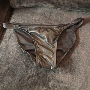Black faux leather bathing suit bottoms