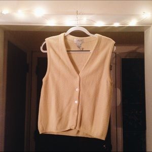 Talbots Pastel Yellow Button-up Sweater Vest