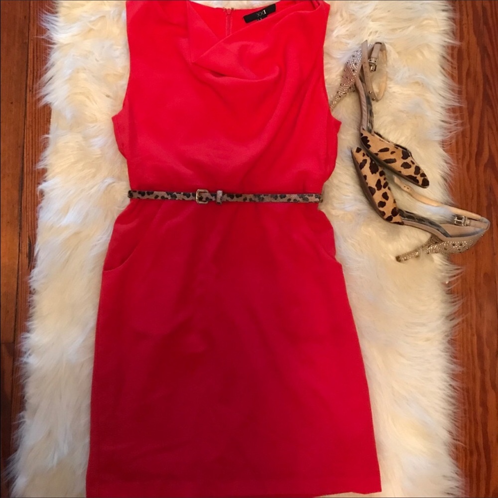 Red Cow Neck Dress