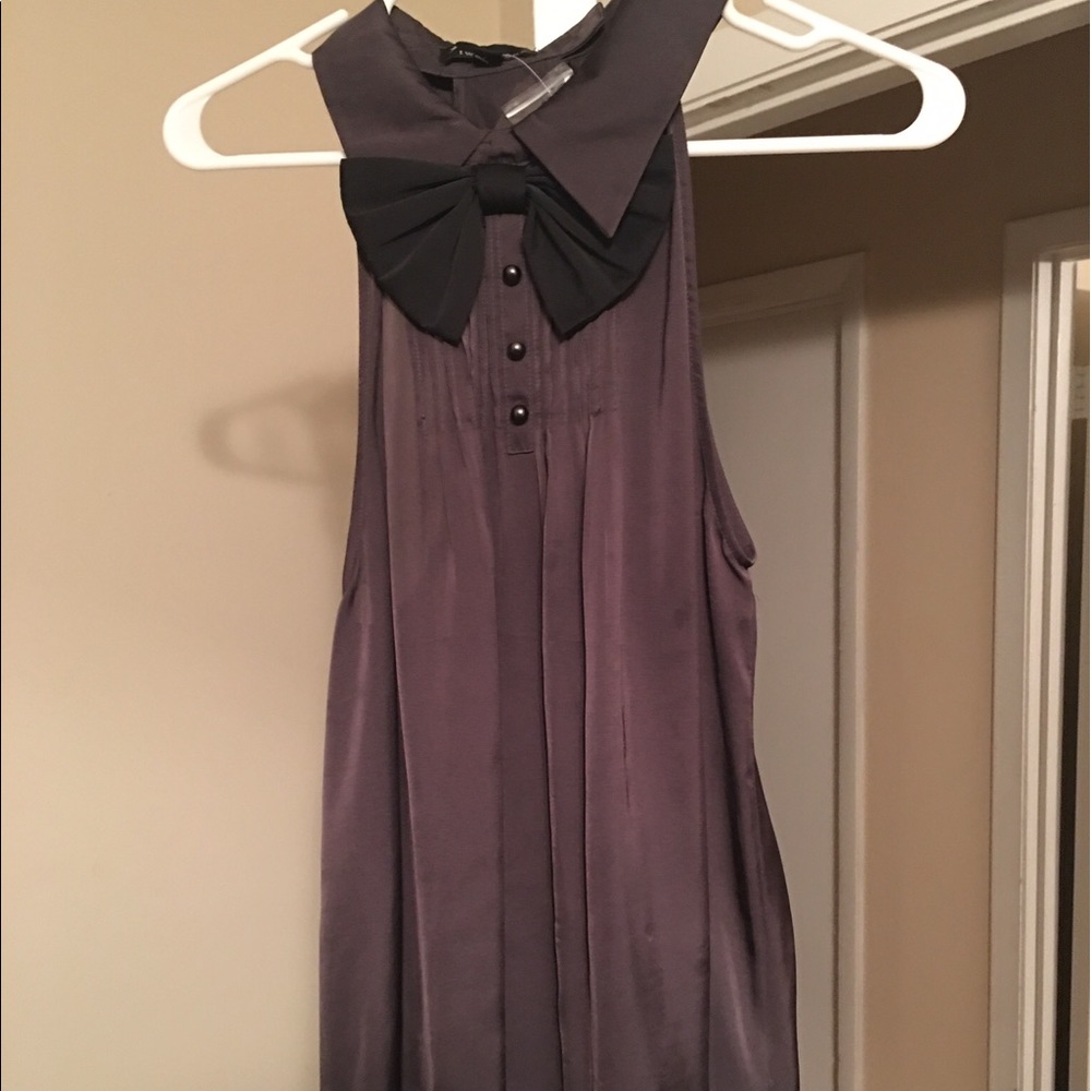 Big Black Bow Silver tank top blouse