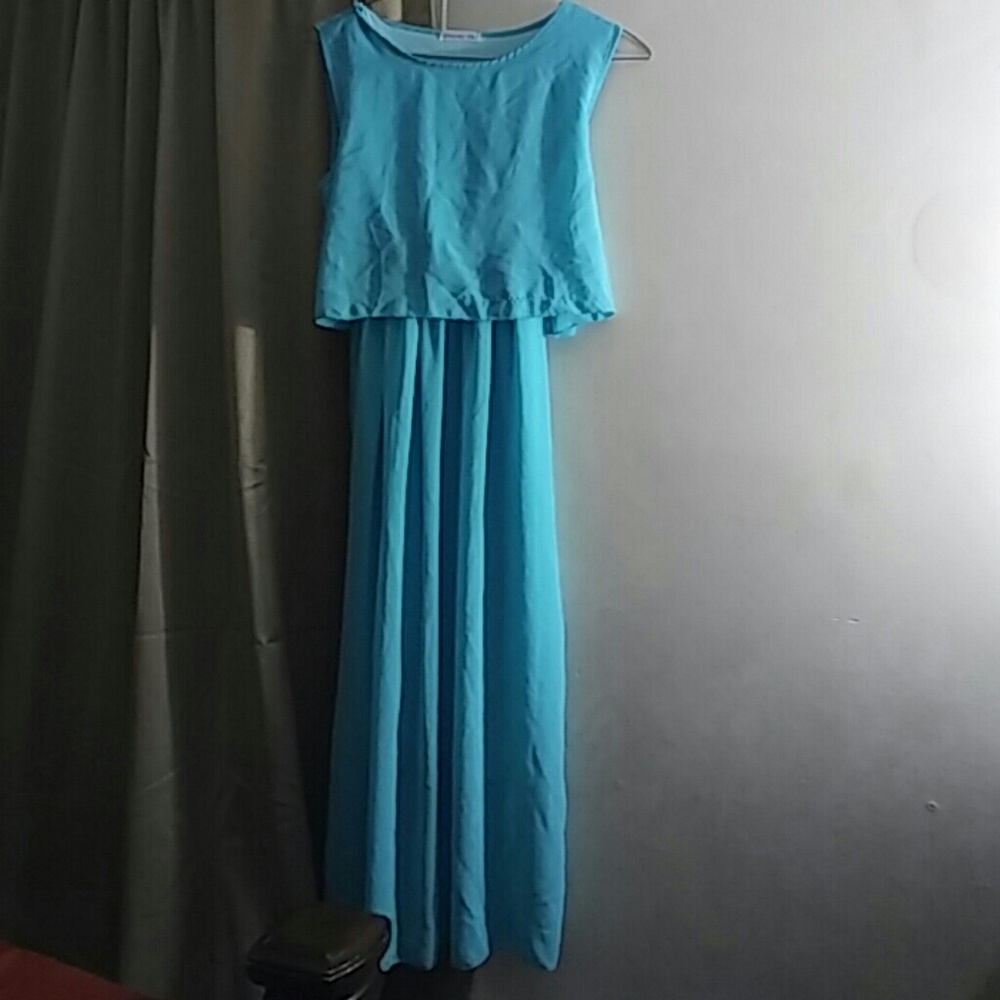 Blue turquoise full length dress from Shang YA