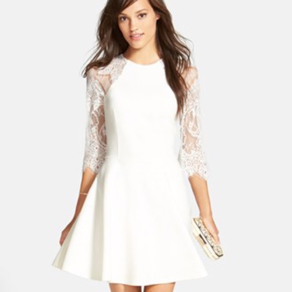 Yale Lace Panel Fit & Flare Dress