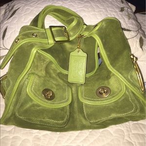 Super Cute Green Suede Coach Purse