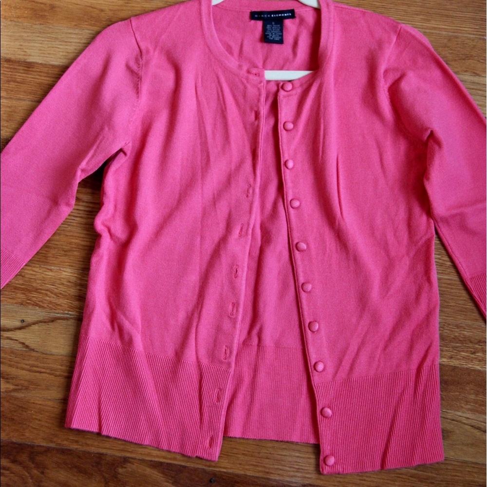 NWOT Grace Elements Preppy Coral Cardigan